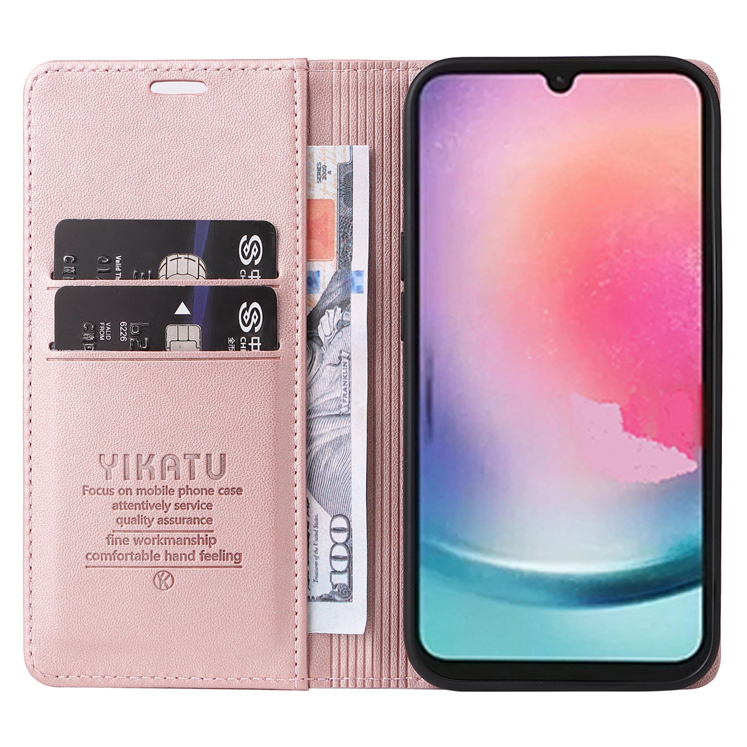 YIKATU YK-001 til Samsung Galaxy A24 4G PU læder flip cover pungtelefon etui med stativ YIKATU YK-001 til Samsung Galaxy A24 4G PU læder flip cover pungtelefon etui med stativ